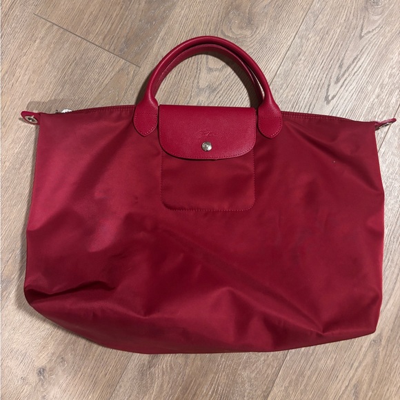 Longchamp Raspberry Nylon Tote Bag with Top Handles - Picture 2 of 4